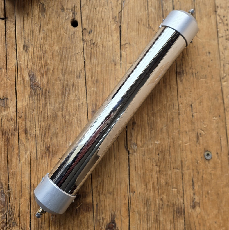 Batterierohr verchromt, passend für Standlicht/Sachs 98 ccm Motorfahrräder, 6 Volt (4 x 1.5 V Monozelle)  