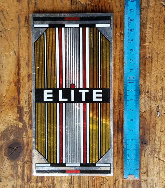 Aufkleber "ELITE", Sattelrohr, Chromfolie, passend für 60-80er Jahre Fahrräder, orig. alte Neuware, Maße siehe Bild 
