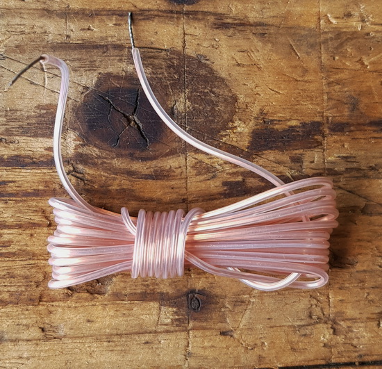 Kabel f. Rücklicht, transparent, orig. Altbestand, Enden verzinnt, ohne Blechhaken, typisches Kabel der 60-70er Jahre  