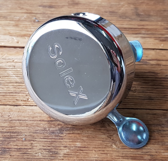 Glocke "SOLEX", verchromt,  Neuauflage mit Metalldrücker passend für VELOSOLEX 