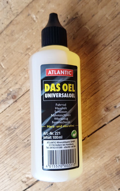 Feinmechanik-Öl ATLANTIC ,  Universalöl für Fahrräder, Nähmaschinen, Feinmechanik usw., harz- u. säurefrei, Flasche 100ml  
