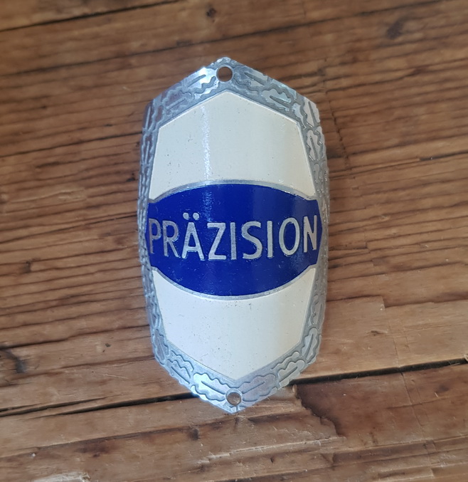 Steuerkopfschild Präzision, 50er Jahre, Originalschild aus Sammlungsbestand, alte Neuware zum Sonderpreis! 