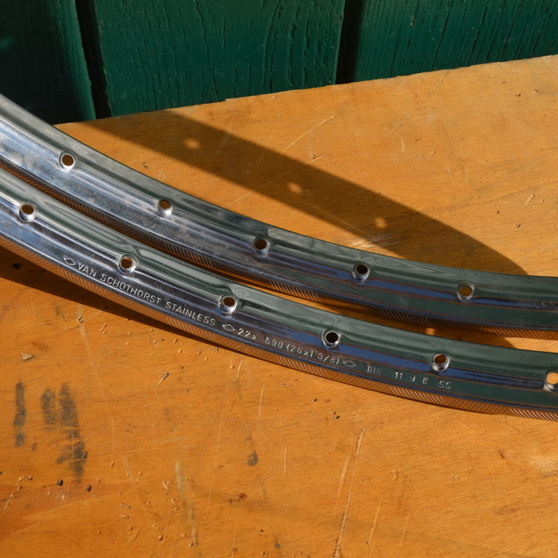Felgensatz f. Drahtbereifung "Van Schothorst" Stainless (VA), 26 x 1 3/8, ETRTO 22-590,  Breite außen 31,5 mm 