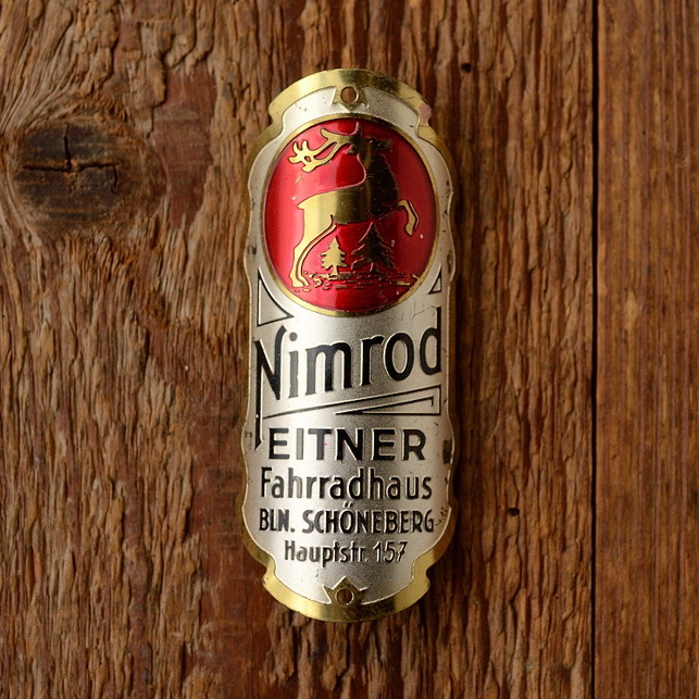 Steuerkopfschild  "NIMROD", 50/60er Jahre,  Originalschild aus Sammlungsauflösung ! 