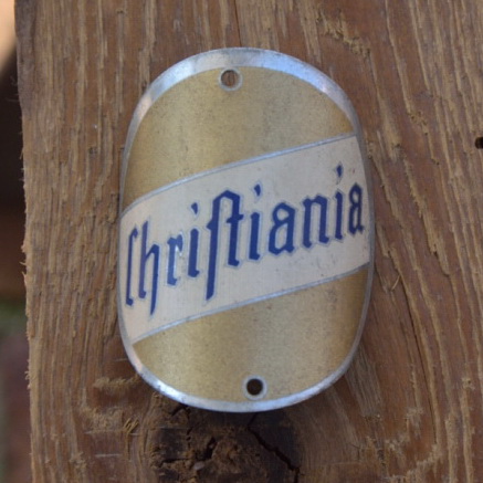 Steuerkopfschild CHRISTIANIA, 30-50er Jahre, Originalschild aus Sammlungsbestand 