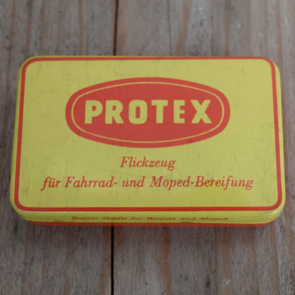 Flickzeug Blechdose "PROTEX" orig. 50 er Jahre, 82 x 52 x 17 mm, ohne Inhalt 