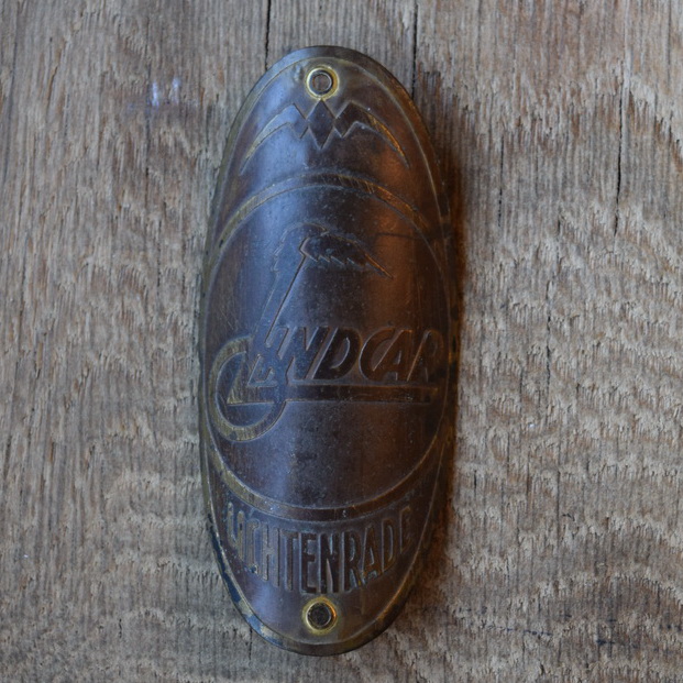 Steuerkopfschild Lindcar, 20er Jahre, Originalschild aus Sammlungsbestand 