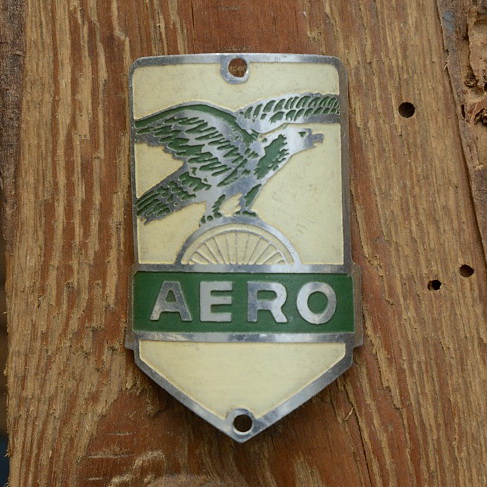 Steuerkopfschild  AERO, grün, 30-50er Jahre, Originalschild aus Sammlungsbestand 