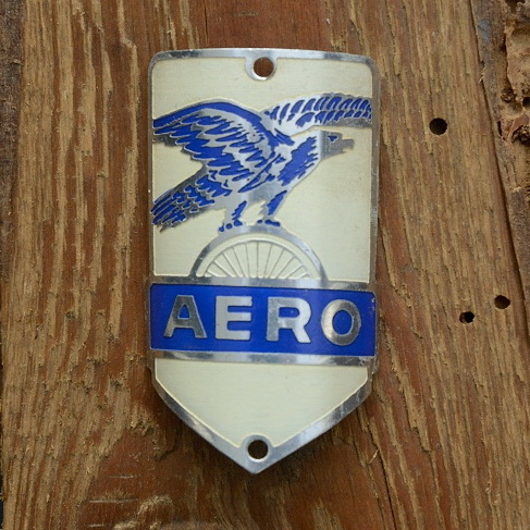 Steuerkopfschild  AERO, blau, 30-50er Jahre, Originalschild aus Sammlungsbestand 