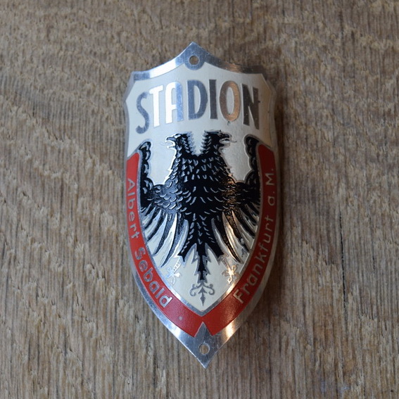 Steuerkopfschild Stadion (Frankfurt a. Main), 30er Jahre, Originalschild aus Sammlungsbestand 