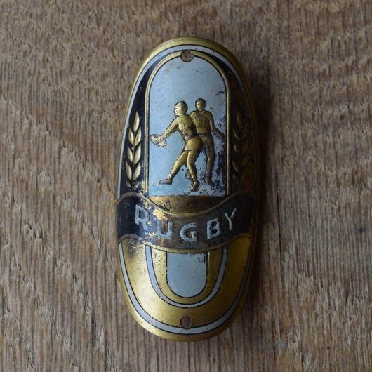 Steuerkopfschild Rugby, 30-50er Jahre, Originalschild aus Sammlungsbestand 
