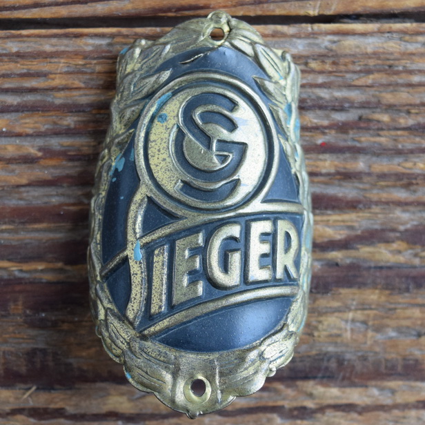 Steuerkopfschild SIEGER, 50er Jahre, Originalschild aus Sammlungsbestand 