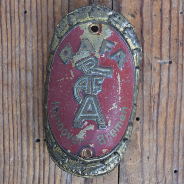 Steuerkopfschild RAFA, 50er Jahre, Originalschild aus Sammlungsbestand 
