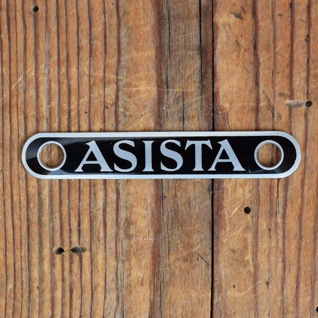 Sattelschild ASISTA, 50er Jahre, Originalschild aus Sammlungsbestand 