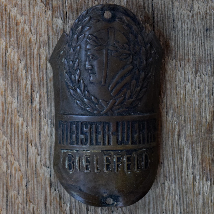 Steuerkopfschild MEISTER-WERKE, 50er Jahre, Originalschild aus Sammlungsbestand 