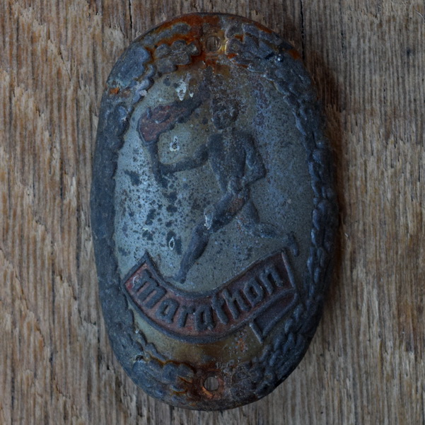 Steuerkopfschild MARATHON, 50er Jahre, Originalschild aus Sammlungsbestand 