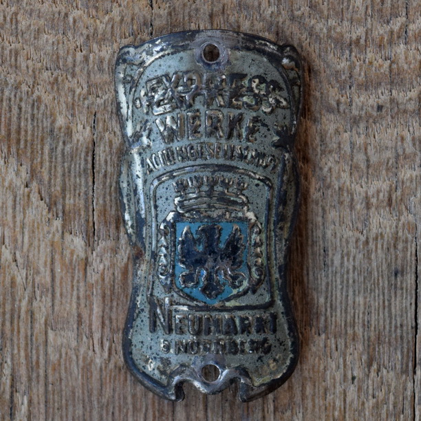 Steuerkopfschild EXPRESS WERKE, 50er Jahre, Originalschild aus Sammlungsbestand 