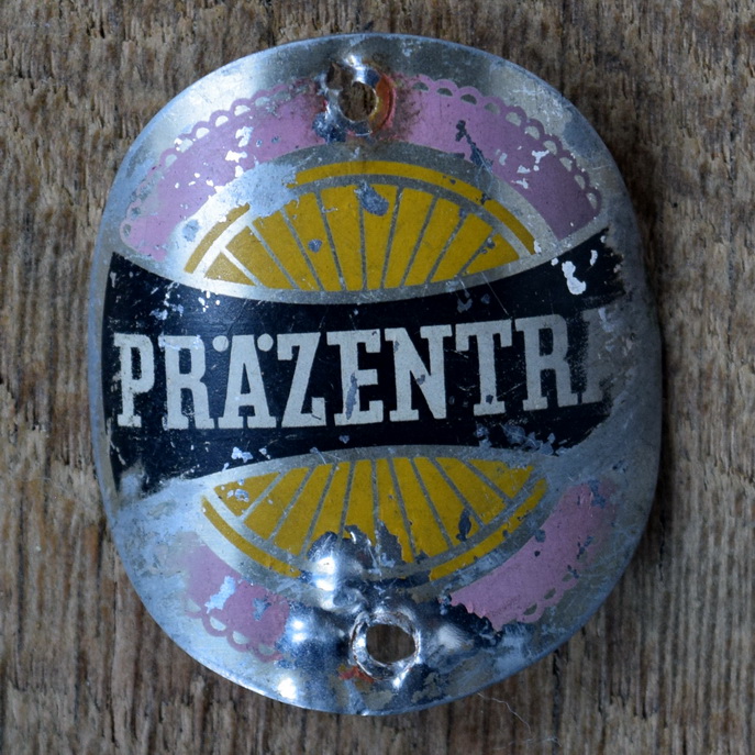 Steuerkopfschild PRÄZENTRA, 50er Jahre, Originalschild aus Sammlungsbestand 