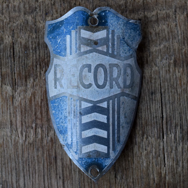 Steuerkopfschild RECORD, 50er Jahre, Originalschild aus Sammlungsbestand 