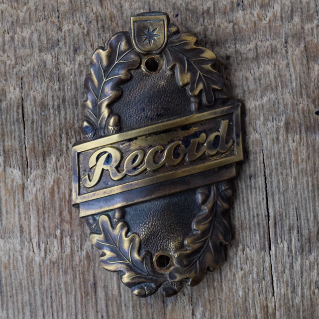 Steuerkopfschild RECORD, 50er Jahre, Originalschild aus Sammlungsbestand 