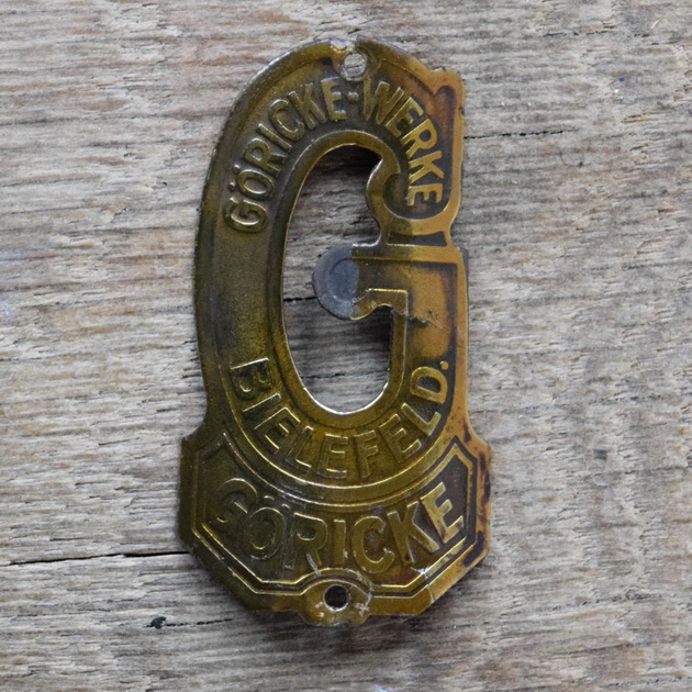 Steuerkopfschild GÖRICKEWERKE, 20er Jahre, Originalschild aus Sammlungsbestand 