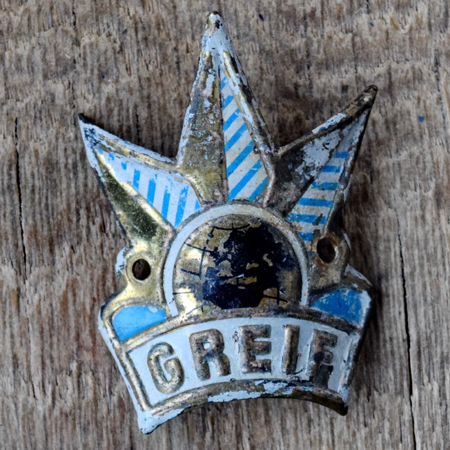 Steuerkopfschild GREIF, 50er Jahre, Originalschild aus Sammlungsbestand 