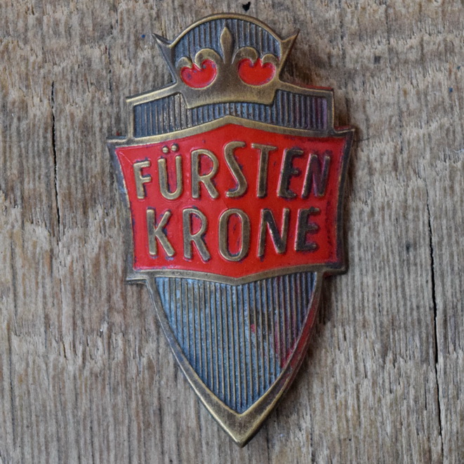 Steuerkopfschild FÜRSTEN KRONE, 50er Jahre, Originalschild aus Sammlungsbestand 