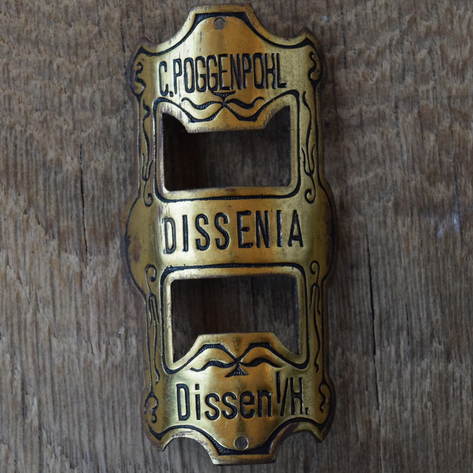 Steuerkopfschild DISSENIA, 20er Jahre, Originalschild aus Sammlungsbestand 