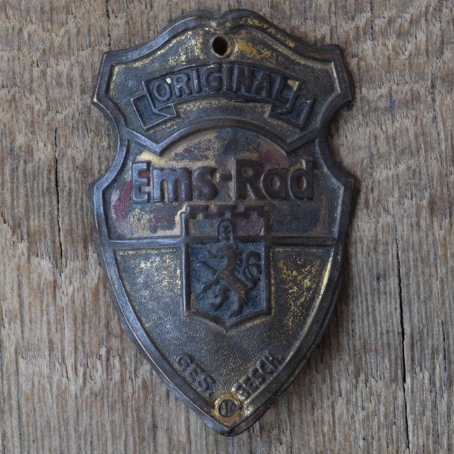 Steuerkopfschild EMS-RAD, 50er Jahre, Originalschild aus Sammlungsbestand 