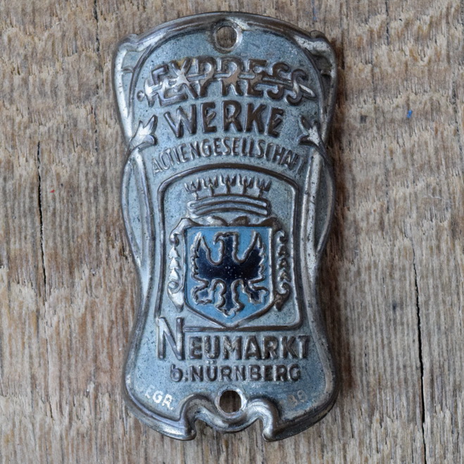Steuerkopfschild EXPRESS WERKE, 50er Jahre, Originalschild aus Sammlungsbestand 
