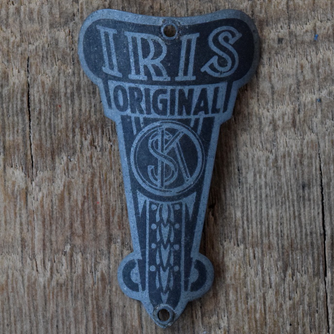 Steuerkopfschild IRIS, 30er Jahre, Originalschild aus Sammlungsbestand 