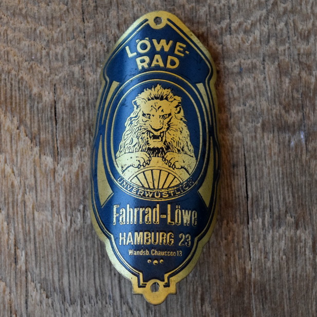 Steuerkopfschild LÖWE-RAD, 30er Jahre, Originalschild aus Sammlungsbestand 
