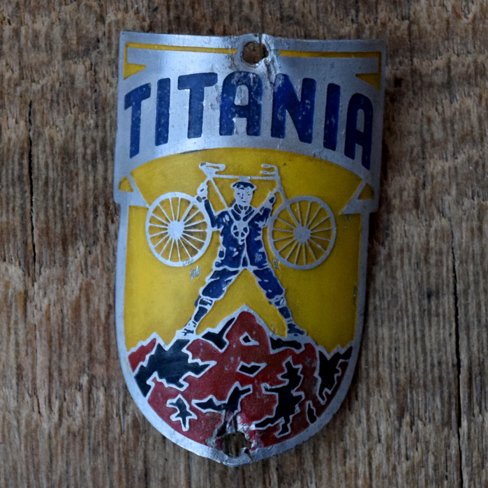 Steuerkopfschild TITANIA, 50er Jahre, Originalschild aus Sammlungsbestand 