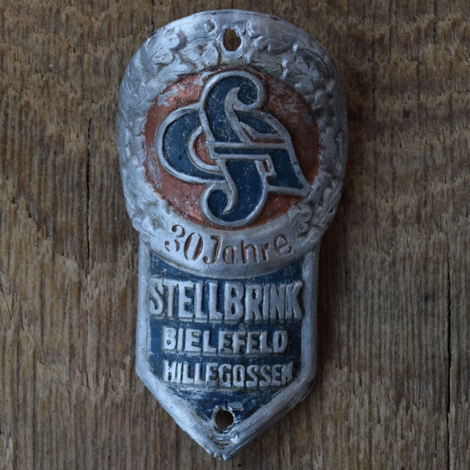 Steuerkopfschild SG STELLBRINK, 50er Jahre, Originalschild aus Sammlungsbestand 