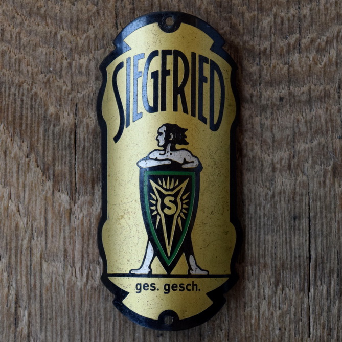 Steuerkopfschild SIEGFRIED, 50er Jahre, Originalschild aus Sammlungsbestand 
