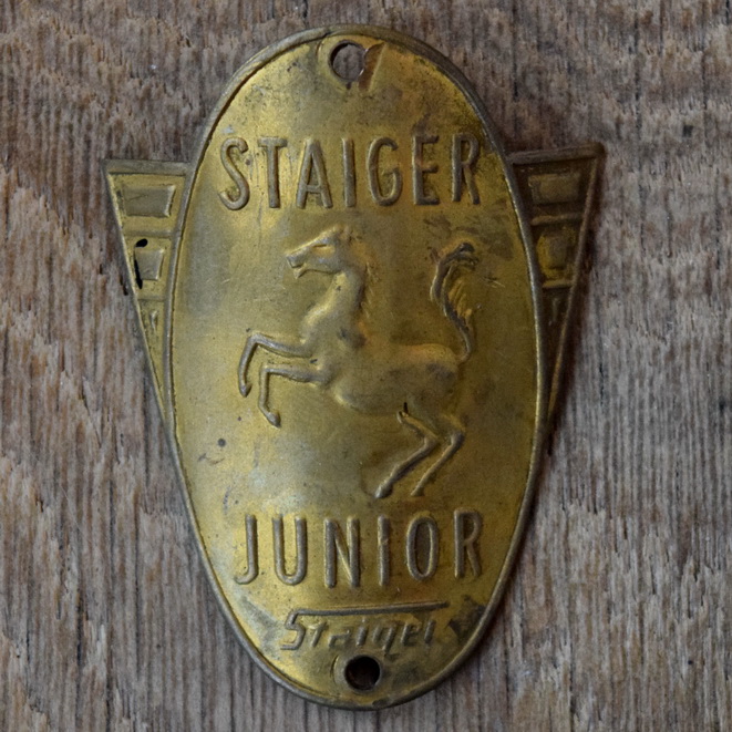 Steuerkopfschild STAIGER, 50er Jahre, Originalschild aus Sammlungsbestand 