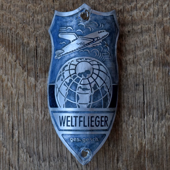 Steuerkopfschild WELTFLIEGER, 30er Jahre, Originalschild aus Sammlungsbestand 