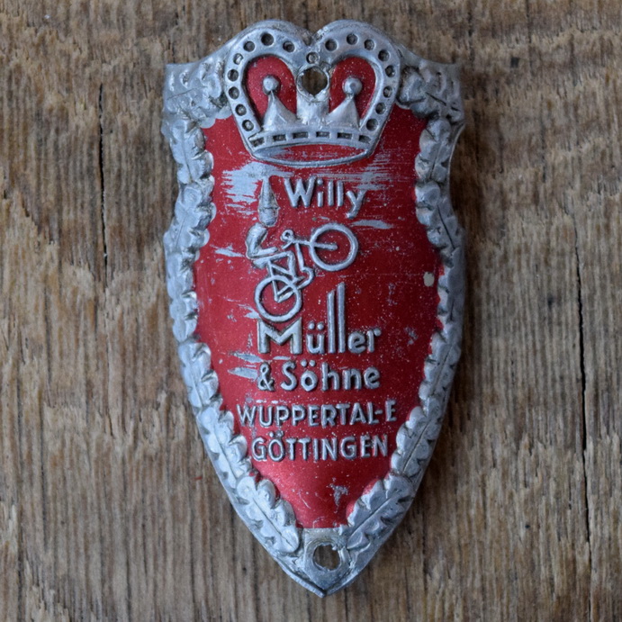 Steuerkopfschild WILLY MÜLLER & SÖHNE, 50er Jahre, Originalschild aus Sammlungsbestand 