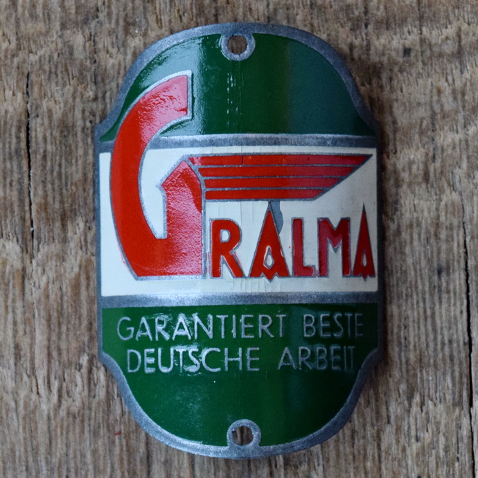 Steuerkopfschild GRALMA, 50er Jahre, Originalschild aus Sammlungsbestand 