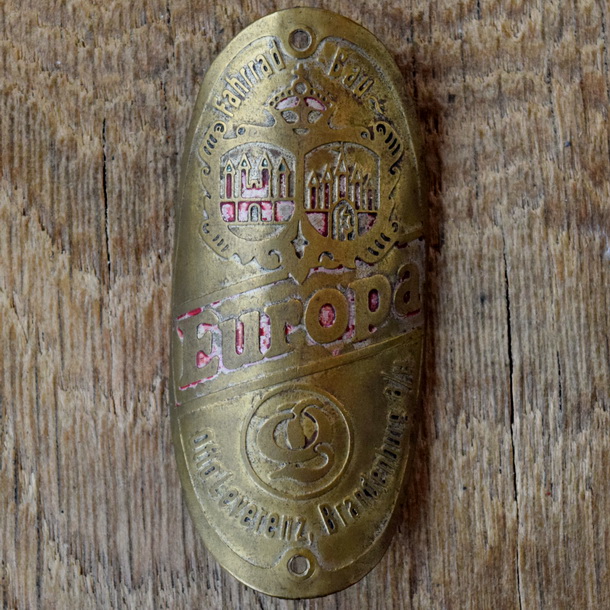 Steuerkopfschild EUROPA, 30er Jahre, Originalschild aus Sammlungsbestand 