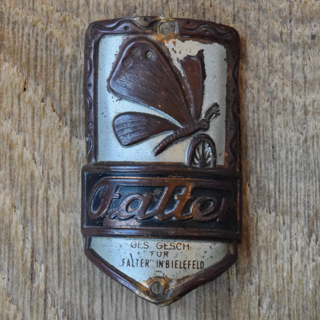 Steuerkopfschild FALTER, 50er Jahre, Originalschild aus Sammlungsbestand 