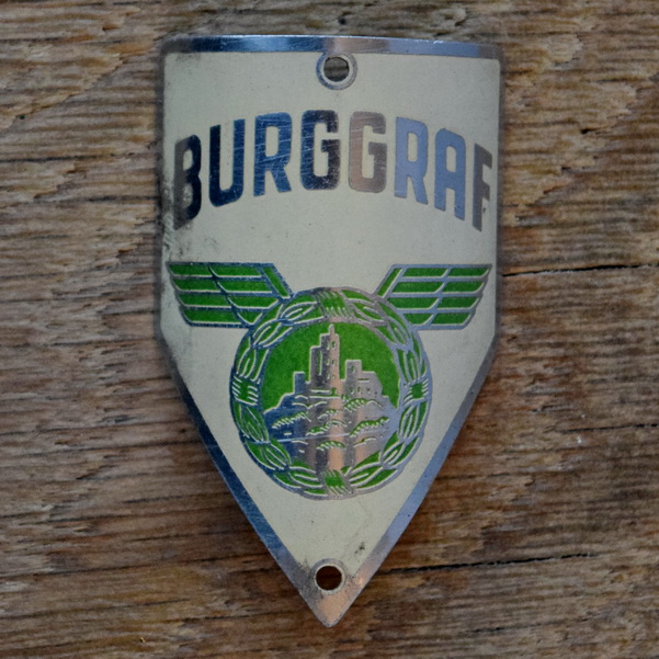 Steuerkopfschild BURGGRAF, 50er Jahre, Originalschild aus Sammlungsbestand 