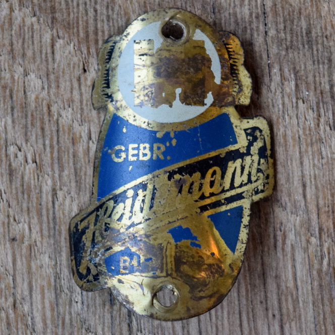 Steuerkopfschild HEIDEMANN, 50er Jahre, Originalschild aus Sammlungsbestand 