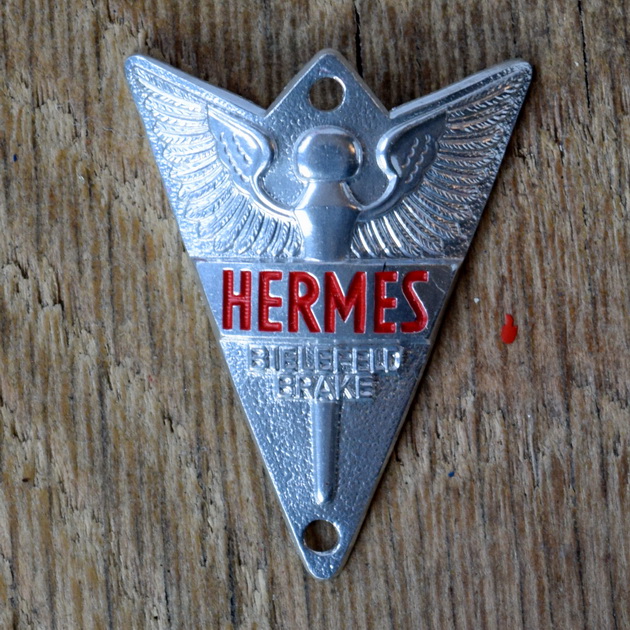 Steuerkopfschild HERMES, 50er Jahre, Originalschild aus Sammlungsbestand 