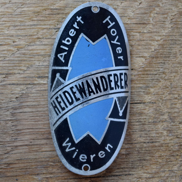 Steuerkopfschild HEIDEWANDERER, 50er Jahre, Originalschild aus Sammlungsbestand 