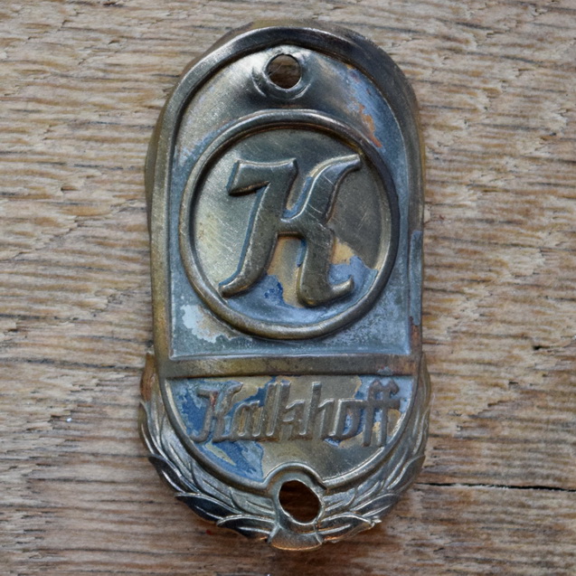 Steuerkopfschild KALKHOFF, 50er Jahre, Originalschild aus Sammlungsbestand 