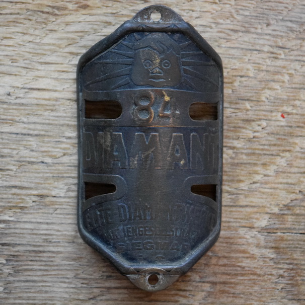 Steuerkopfschild DIAMANT, 20er Jahre, Originalschild aus Sammlungsbestand 