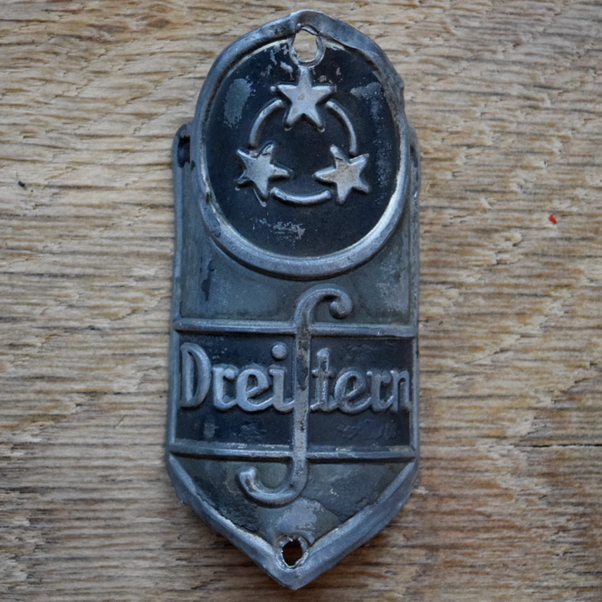 Steuerkopfschild DREISTERN, 50er Jahre, Originalschild aus Sammlungsbestand 