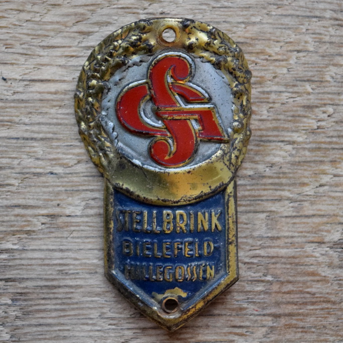 Steuerkopfschild SG STELLBRINK, 50er Jahre, Originalschild aus Sammlungsbestand 