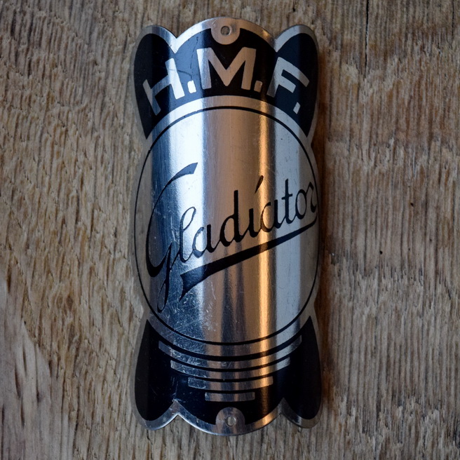 Steuerkopfschild GLADIATOR, 30er Jahre, Originalschild aus Sammlungsbestand 